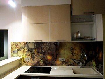 Угловая кухня из шпона Африка дизайн и фото 3